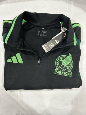 2026 Adidas Black and Green Mexico Tiro Polo